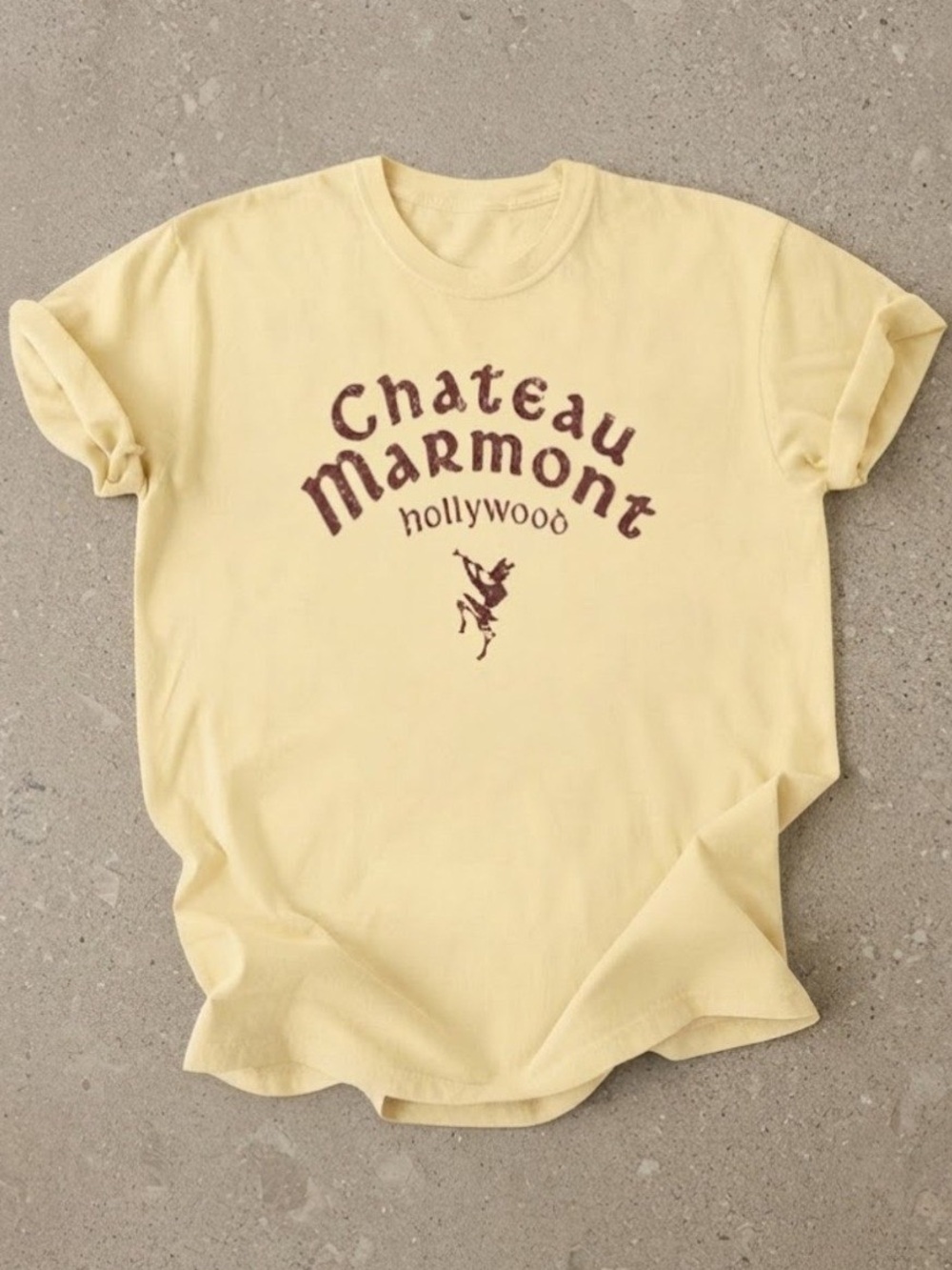 Chateau Marmont Hollywood Graphic Yellow Gildan T-Shirt